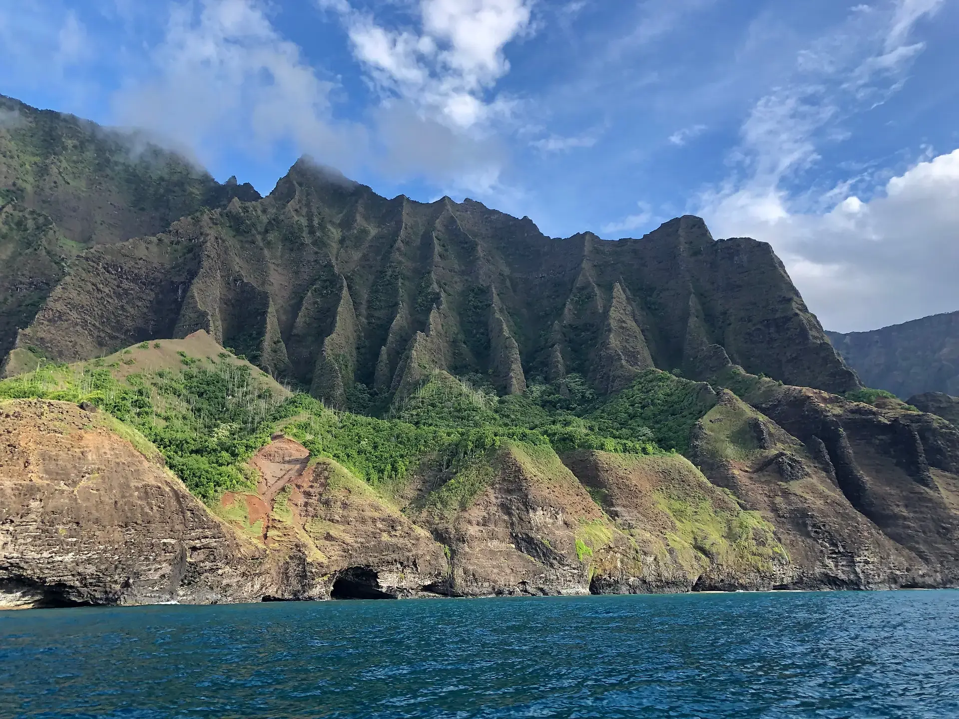 Towering fluted cliffs of the Nā Pali Coast